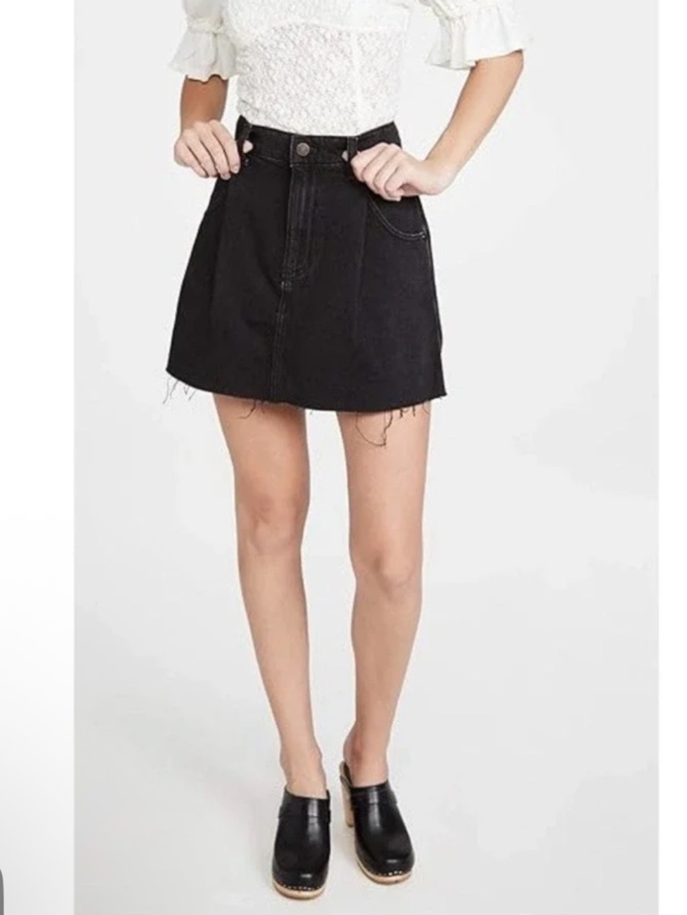 NWT Free People 31 Cosmico Flirt Cutoff Pleated Denim Mini Skirt A Line Rain‎